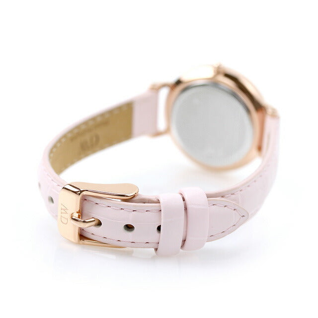 Daniel Wellington Quartz Watch Brand Ladies Leather Belt DW00100511 Analog Mother of Pearl Pink Pink