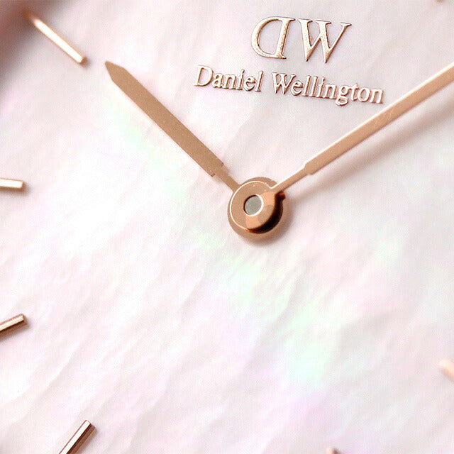 Daniel Wellington Quartz观看品牌女士皮革皮带DW00100511模拟珍珠粉色母亲