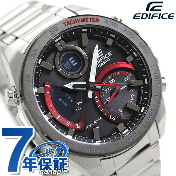 カシオ エディフィス 海外モデル ソーラー ECB-900 メンズ アナデジ ECB-900DB-1ADR CASIO EDIFICE 腕時計 Bluetooth ブラック レッド