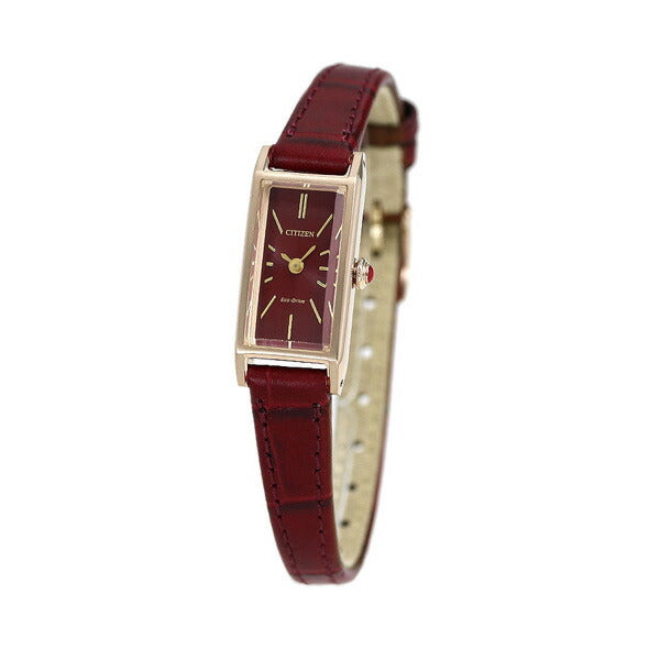 Citizun Key Eco Drive Solar Ladies Watch Brand Antique Rectangular EG7043-09W Citizen Leather Belt