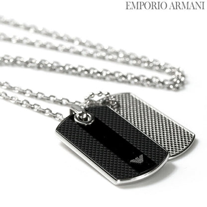 エンポリオ アルマーニ ネックレス EMPORIO ARMANI ペンダント ダブルプレート メンズ レディース EGS1542040 ブラック シルバー アクセサリー 記念品 ギフト EGS1542040