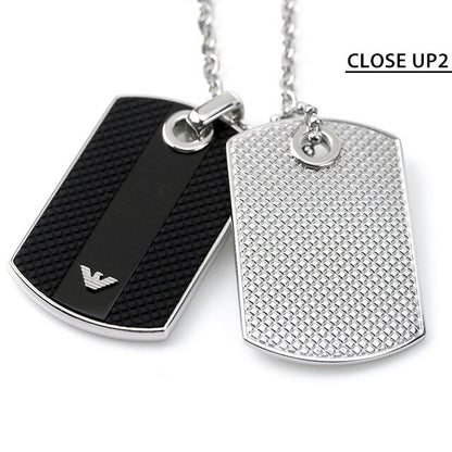 エンポリオ アルマーニ ネックレス EMPORIO ARMANI ペンダント ダブルプレート メンズ レディース EGS1542040 ブラック シルバー アクセサリー 記念品 ギフト EGS1542040
