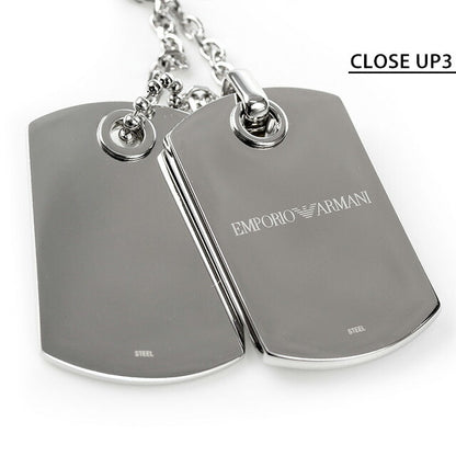 エンポリオ アルマーニ ネックレス EMPORIO ARMANI ペンダント ダブルプレート メンズ レディース EGS1542040 ブラック シルバー アクセサリー 記念品 ギフト EGS1542040