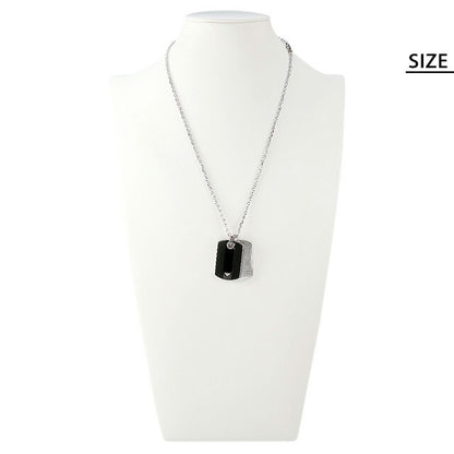 エンポリオ アルマーニ ネックレス EMPORIO ARMANI ペンダント ダブルプレート メンズ レディース EGS1542040 ブラック シルバー アクセサリー 記念品 ギフト EGS1542040