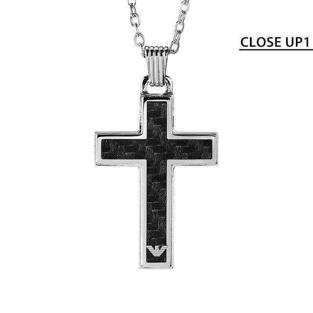 エンポリオ アルマーニ ネックレス EMPORIO ARMANI ペンダント カーボンファイバー クロス メンズ レディース EGS1705040 アクセサリー 記念品 ギフト EGS1705040
