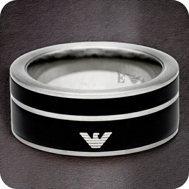 エンポリオ・アルマーニ リング メンズ ブランド EMPORIO ARMANI EGS2032040512 ブラック/シルバー EGS2032040512