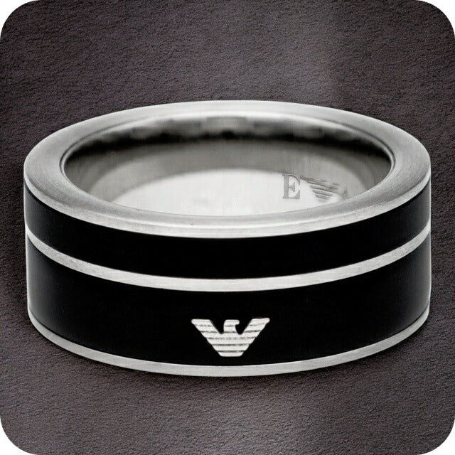 エンポリオ・アルマーニ リング メンズ ブランド EMPORIO ARMANI EGS2032040514 ブラック/シルバー EGS2032040514