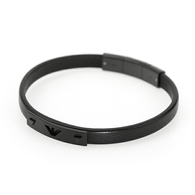 エンポリオ アルマーニ ブレスレット メンズ ブランド EMPORIO ARMANI レザー ステンレス EGS2412001 オールブラック アクセサリー EGS2412001