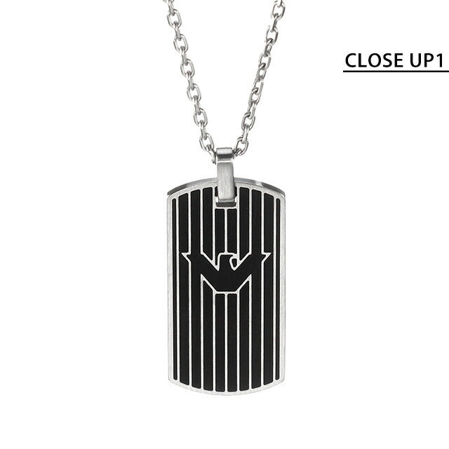エンポリオ アルマーニ ネックレス EMPORIO ARMANI ペンダント ステンレススチール ドッグタグ メンズ EGS2724040 ブラック シルバー アクセサリー EGS2724040