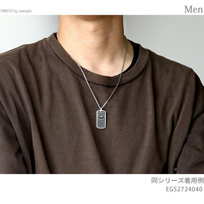 エンポリオ アルマーニ ネックレス EMPORIO ARMANI ペンダント ステンレススチール ドッグタグ メンズ EGS2724040 ブラック シルバー アクセサリー EGS2724040