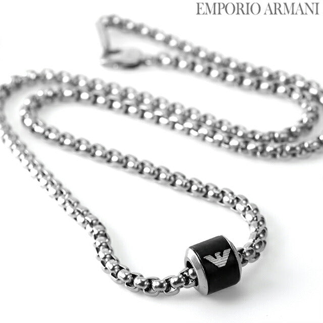 エンポリオ アルマーニ ネックレス EMPORIO ARMANI ペンダント ステンレススチール メンズ EGS2910040 ブラック シルバー アクセサリー EGS2910040