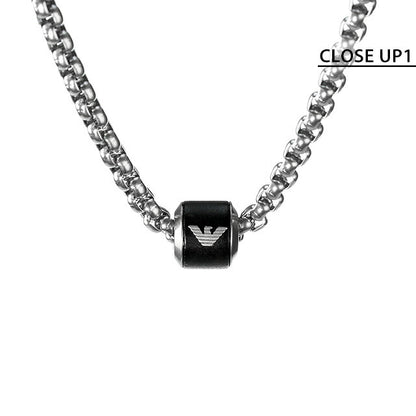 エンポリオ アルマーニ ネックレス EMPORIO ARMANI ペンダント ステンレススチール メンズ EGS2910040 ブラック シルバー アクセサリー EGS2910040