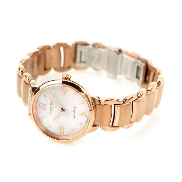 Citizen El Round Collection Light Eco Drive Watch Brand Ladies Solar CITIZEN EM0928-84D Analog White butterfly shellfish pink gold