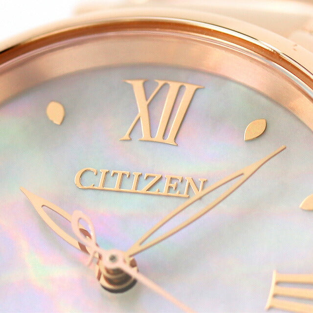 Citizen El Round Collection Light Eco Drive Watch Brand Ladies Solar CITIZEN EM0928-84D Analog White butterfly shellfish pink gold