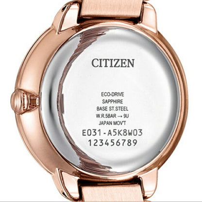 Citizen El Round Collection Light Eco Drive Watch Brand Ladies Solar CITIZEN EM0928-84D Analog White butterfly shellfish pink gold