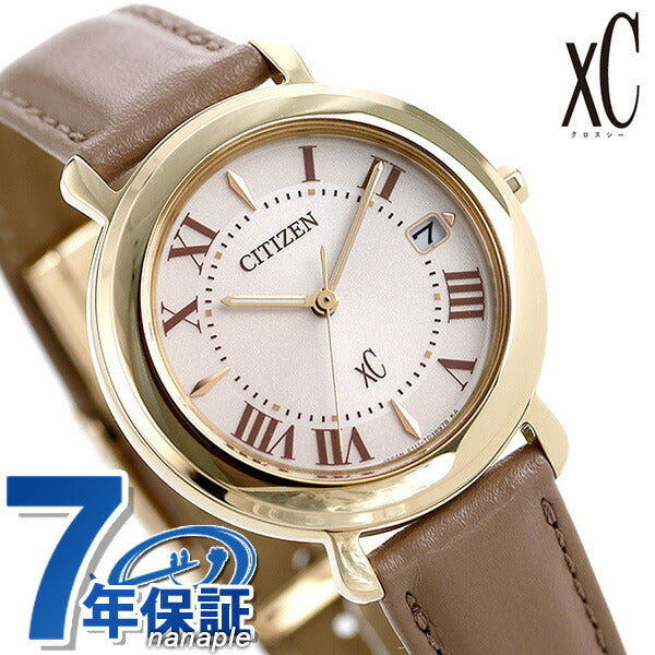 Citizun Cross Sea Eco Drive Solar Ladies Watch Brand EO1203-03A CITIZEN XC Beige Leather Belt