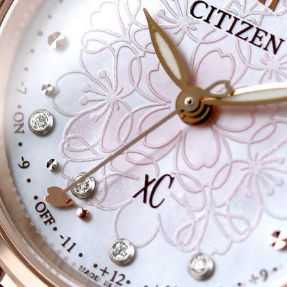 Citizun Cross Sea SAKURA Limited Model Watch Brand Ladies Titanium Limited Diamond Radio Solar CITIZEN XC ES9497-88X