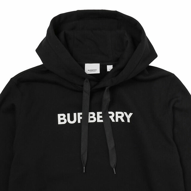 バーバリー BURBERRY 8055318 A1189 M ロゴプリント コットンフーディー パーカー スエットシャツ 長袖 プルオーバー Mサイズ ブラック FTBU00005M