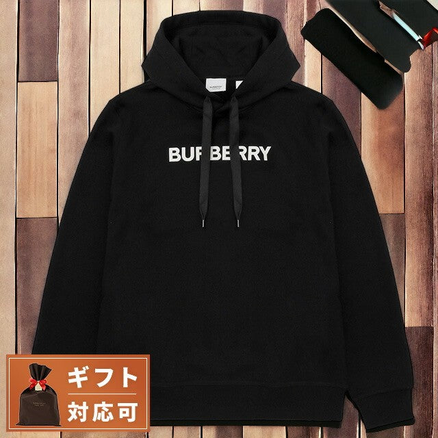 バーバリー BURBERRY 8055318 A1189 L ロゴプリント コットンフーディー パーカー スエットシャツ 長袖 プルオーバー Lサイズ ブラック FTBU00006M