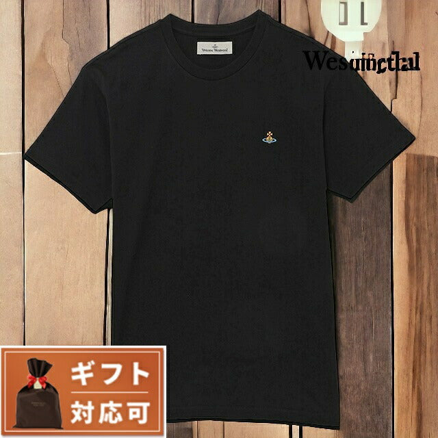 ヴィヴィアン ビビアン 半袖Tシャツ カットソー メンズ 3G010013 J001M N401 M オーブ刺繍 クルーネック 半袖 Tシャツ Mサイズ ブラック おしゃれ FTVV00032M