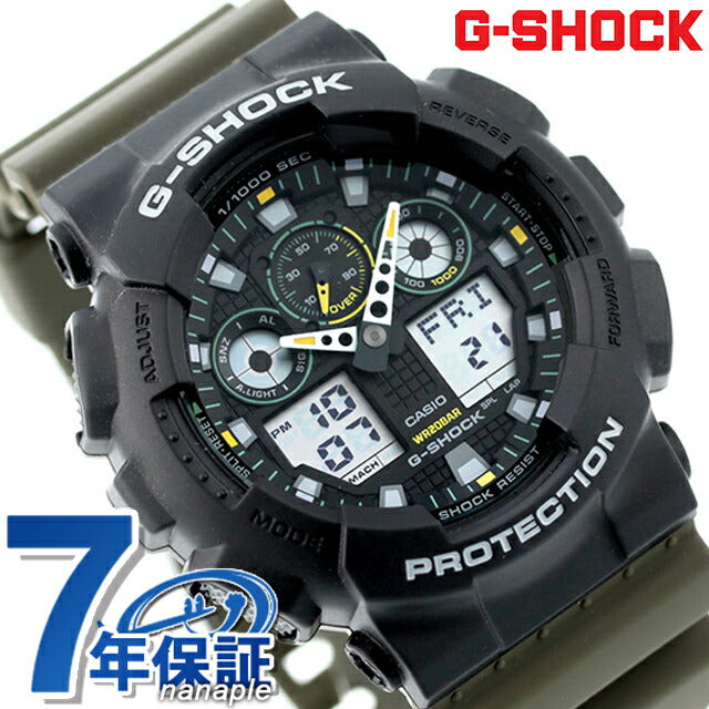 gショック ジーショック G-SHOCK GA-100TU-1A3 アナログデジタル GA-100シリーズ メンズ 腕時計 ブランド カシオ casio アナデジ ブラック カーキ 黒 GA-100TU-1A3DR