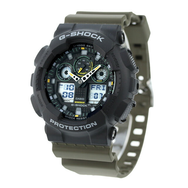 gショック ジーショック G-SHOCK GA-100TU-1A3 アナログデジタル GA-100シリーズ メンズ 腕時計 ブランド カシオ casio アナデジ ブラック カーキ 黒 GA-100TU-1A3DR