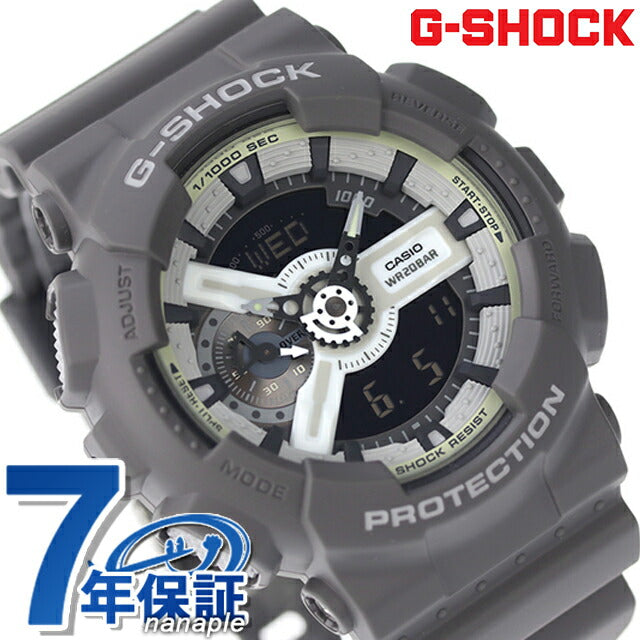 G-shock GA-110HD-8A模拟数字110系列男士手表Casio 卡西欧 Anadigi黑色白色灰色黑色GA-110HD-8ADR