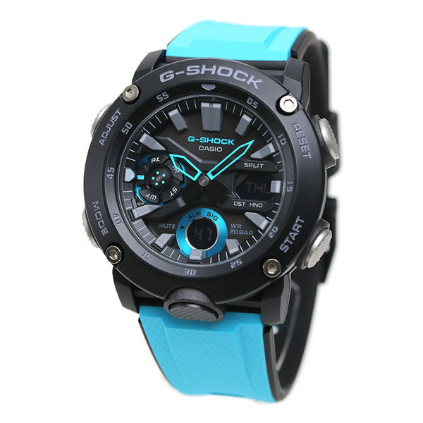 G-Shock G-Shock GA-200000 Anadisen男士手表品牌GA-2000-1A2DR黑色浅蓝色Casio