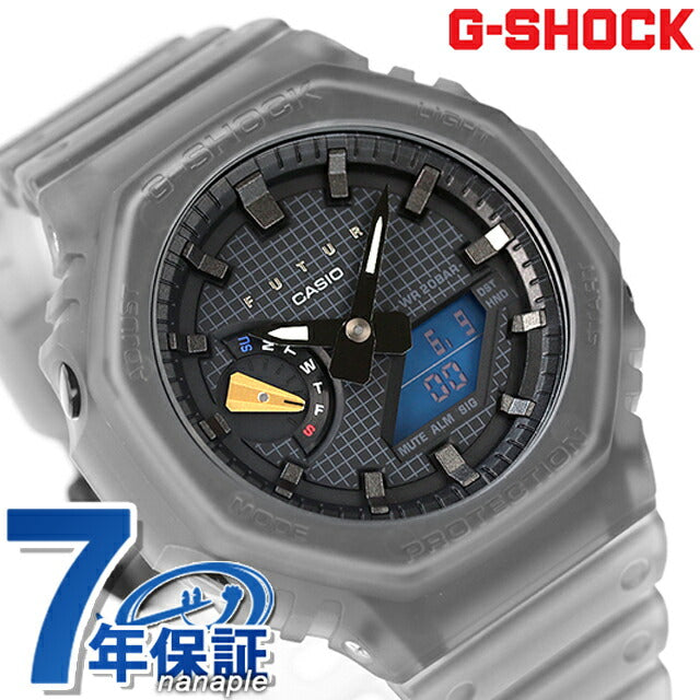 G-Shock Gee Shock G-Shock G-Shock Futur合作模型男士手表品牌Casio Anadige蓝色黑色骨架黑色GA-2100FT-8ADR