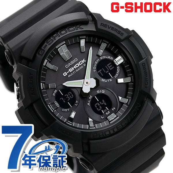 G-shock无线电太阳能手表品牌GAW-100B-1AER全黑卡西欧