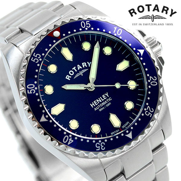 ロータリー 腕時計 ブランド 自動巻き 機械式 メンズ 時計 ヘンリー 41mm GB05136 05 ブルー GB05136-05