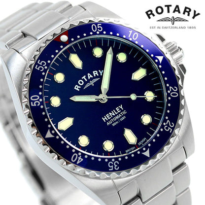 ロータリー 腕時計 ブランド 自動巻き 機械式 メンズ 時計 ヘンリー 41mm GB05136 05 ブルー GB05136-05