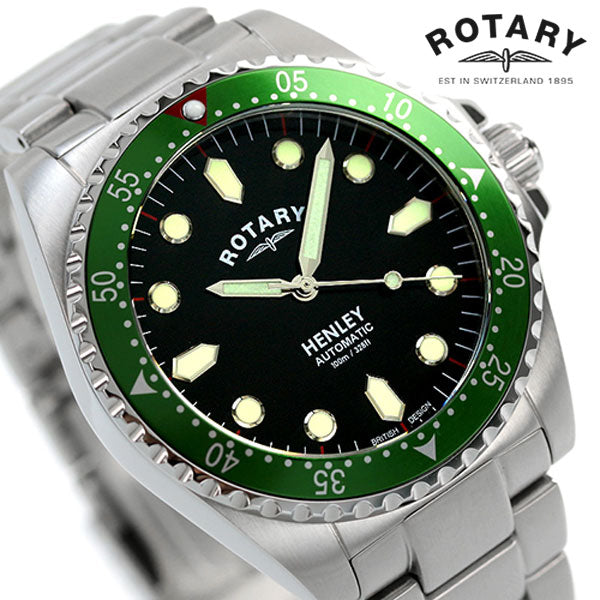 ロータリー ROTARY 腕時計 自動巻き 機械式 メンズ 時計 ヘンリー 41mm GB05136/71 ブラック GB05136-71