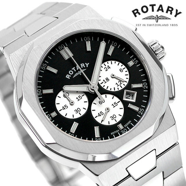 ロータリー リージェント クオーツ 腕時計 メンズ クロノグラフ ROTARY GB05450/65 サンレイブラック 黒 GB05450-65