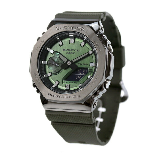 G-shock ge shock g-shock gm-2100 8正方形石英男性手表GM-2100B-3ADR绿色黑色Casio Casio