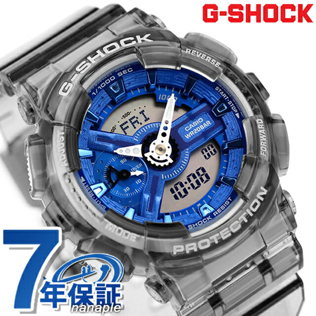 G-Shock Gee Shock Shock G-Shock海外模型海外模型男女通用的观看品牌Casio Anadisy蓝色黑色骨架黑人黑人GMA-S110TB-8ADR