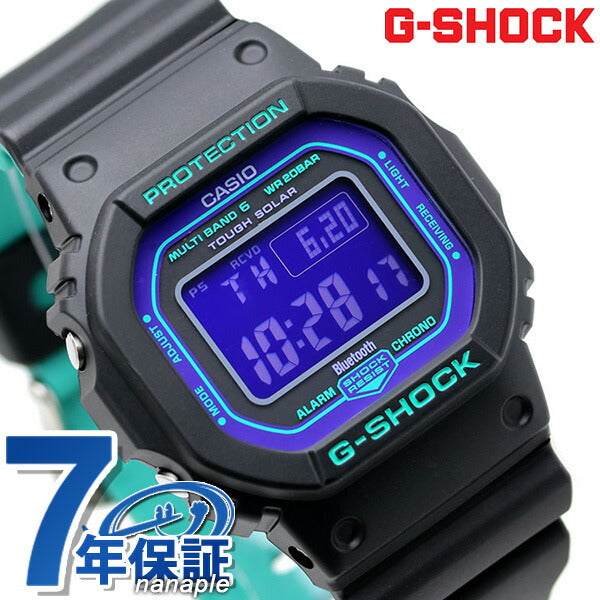 G-Shock Gee Shock G-Shock特殊彩色无线电太阳能GW-B5600男士手表品牌GW-B5600BL-1er数字紫色黑色Casio