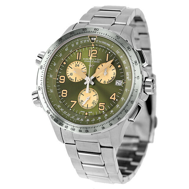 Hamilton Khaki Aviation X-Wind Quartz Watch Brand Men H77932160 Made by analog green Switzerland