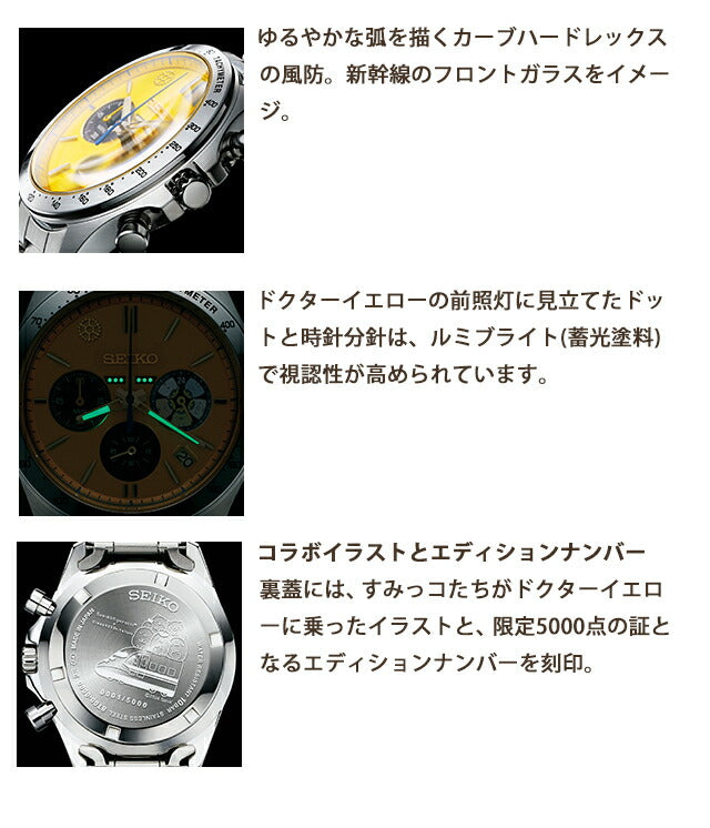 セイコー すみっコぐらし ドクターイエロー コラボウオッチ クオーツ 電池式 腕時計 ブランド メンズ 数量限定モデル クロノグラフ 51367 アナログ イエロー IEI-51367
