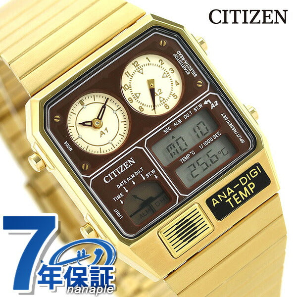 公民唱片公司Anadisi Temp Watch Brand Chronography Termerter模拟数字JG2103-72X公民金色