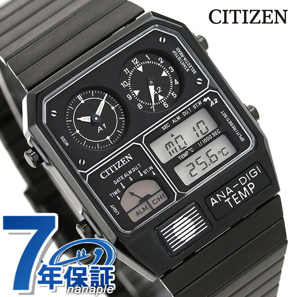 Citizen Record Label Anadisi Temp Watch Brand Chronograph Termeter Analog Digital JG2105-93E Citizen Black Men&