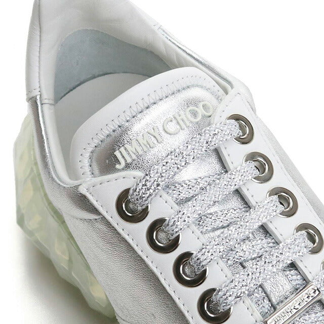 Jimmy Choo Sneakers Ladies Brand JIMMY CHOO Leather Italy Diamond F White Silver Shoes JICDIAMONDFA