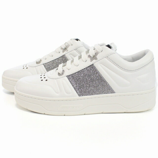 Jimmy Choo Sneakers Ladies Brand JIMMY CHOO Leather Hawaii-F White Shoes Select Model JICHAWAIIIFI