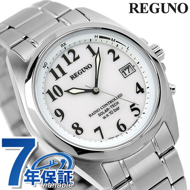 公民Regno Eco Drive Solar Eco Drive太阳能无线电观看品牌男士KS3-115-11模拟白色白色