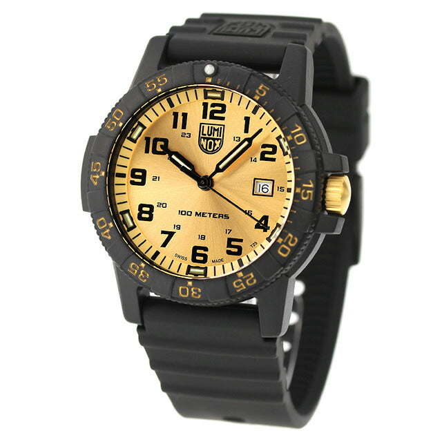 ルミノックス LEATHERBACK SEA TURTLE GIANT 0320 腕時計 ブランド メンズ 0325.GP アナログ ゴールド ブラック 黒 スイス製 l0325-GP