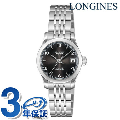 ロンジン レコード 自動巻き 腕時計 ブランド レディース LONGINES L2.320.4.56.6 アナログ ブラック 黒 スイス製 L2-320-4-56-6