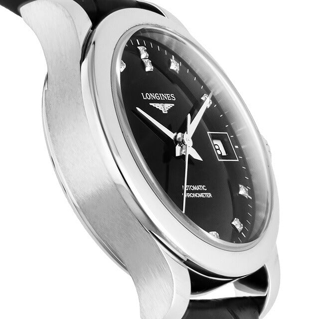 ロンジン レコード 自動巻き 腕時計 ブランド レディース LONGINES L2.320.4.57.2 アナログ ブラック 黒 スイス製 L2-320-4-57-2