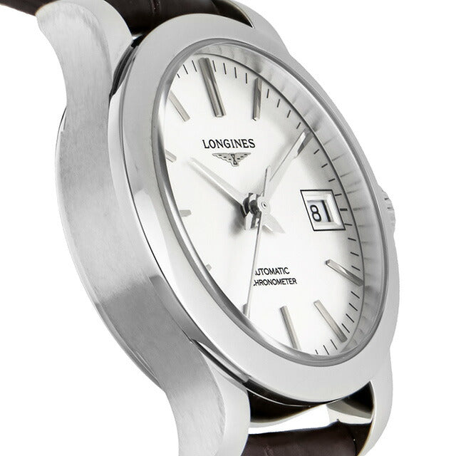 ロンジン レコード 自動巻き 腕時計 ブランド レディース LONGINES L2.320.4.72.2 アナログ シルバー ブラウン スイス製 L2-320-4-72-2