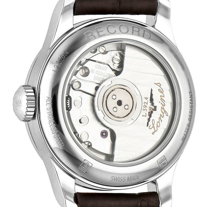 ロンジン レコード 自動巻き 腕時計 ブランド レディース LONGINES L2.320.4.72.2 アナログ シルバー ブラウン スイス製 L2-320-4-72-2