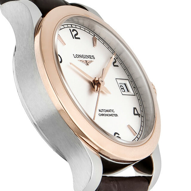 ロンジン レコード 自動巻き 腕時計 ブランド レディース LONGINES L2.320.5.76.2 アナログ シルバー ブラウン スイス製 L2-320-5-76-2
